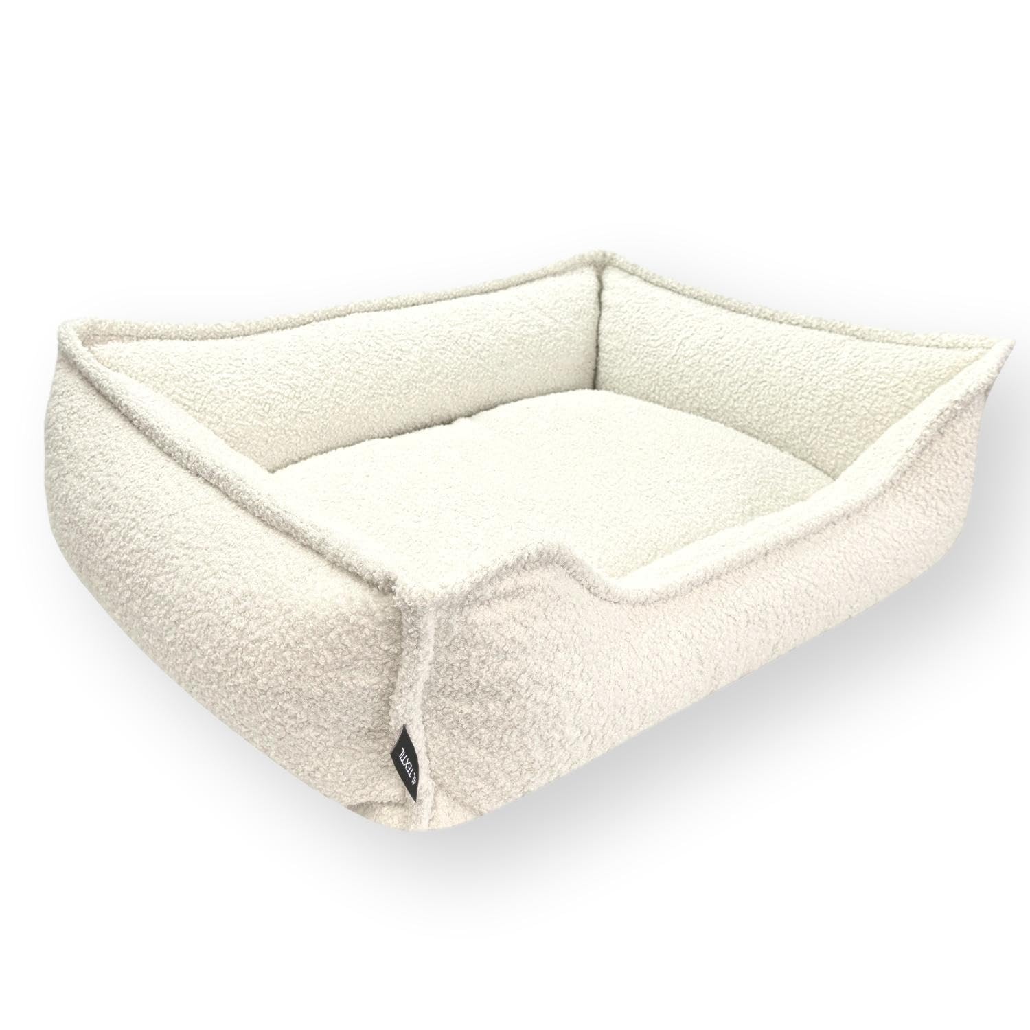 4L Textil Cama para perros de Bouclé Leo Premium-Line, ortopédica, mullida, con espuma viscoelástica (beis, 80 x 60 cm)