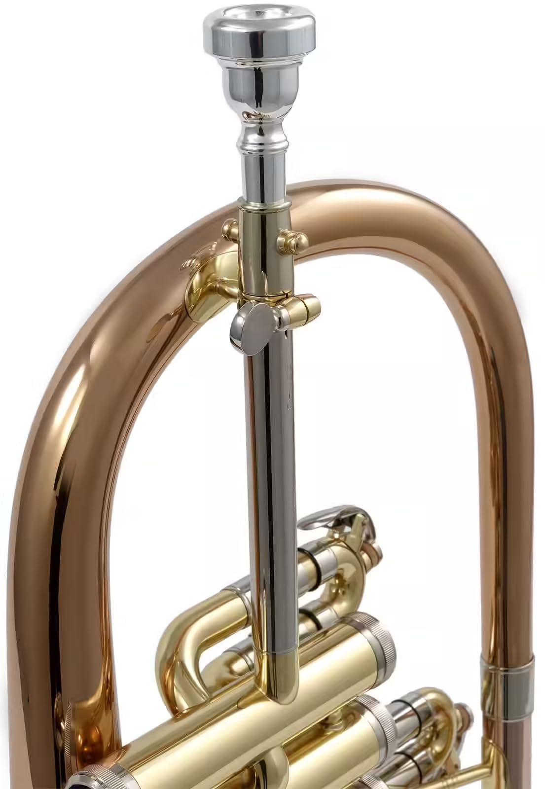 Woodbrass WFH400 - Bugle Si♭ - Instrument à Vent Débutant Prêt à Jouer, Trigger 3e Coulisse, Pavillon Cuivre Rose, Étui Sac à Dos & Embouchure Inclus