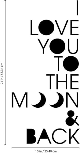Miniatura 3 de Calcomanía de vinilo para pared, con texto en inglés "I Love You to The Moon and Back", 21 x 10 pulgadas, calcomanías inspiradoras para decoración
