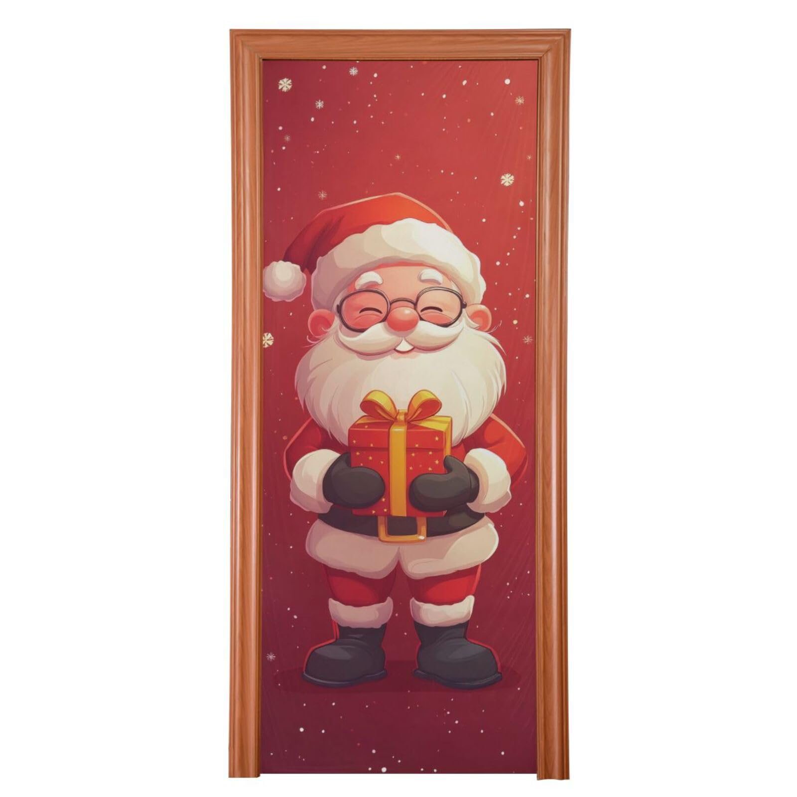 FLildon Little Santa Claus Christmas Door Cover Decoration, Party Accessory Porch Decor for Festive Ornament Room Door Covers 32 x 79 Inch