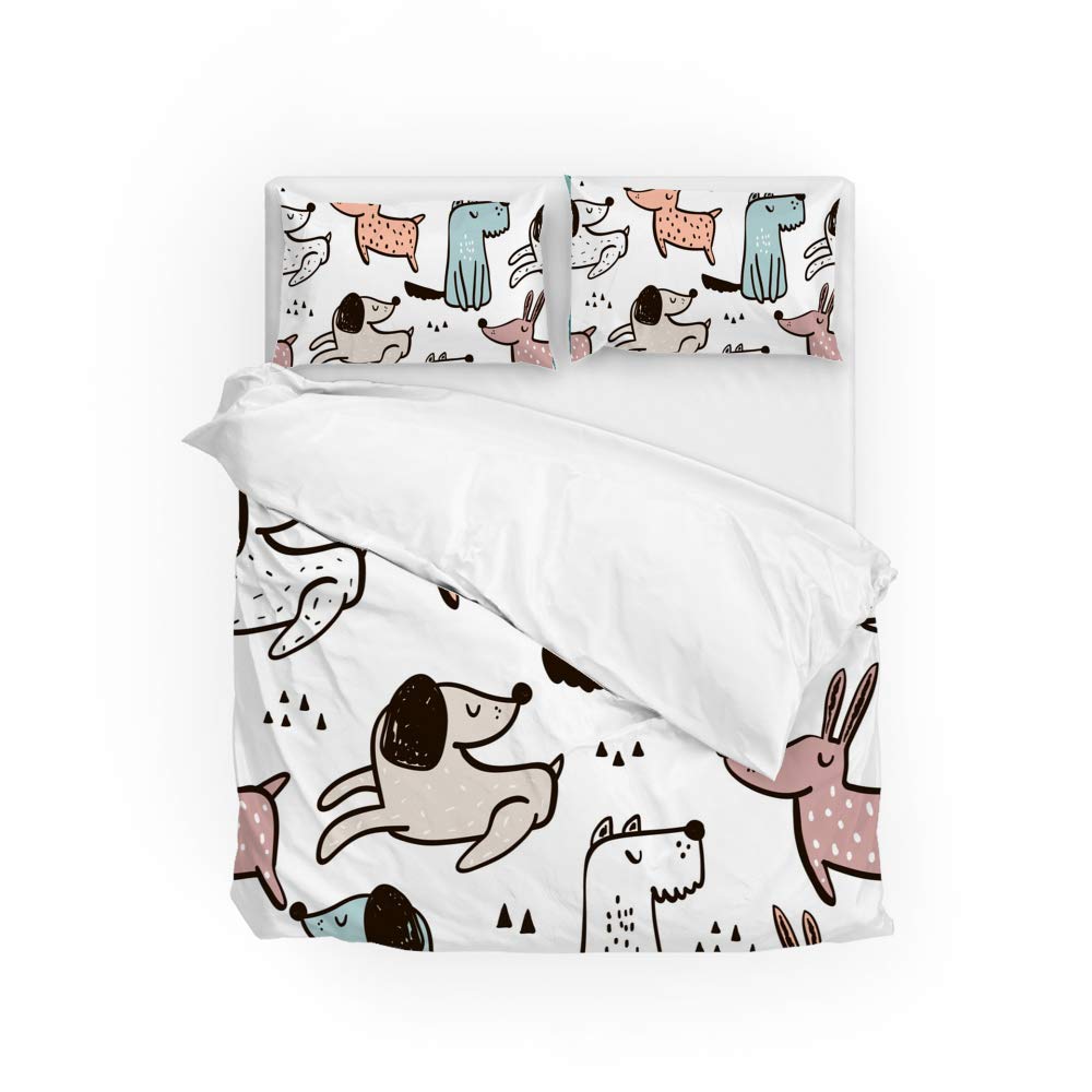 Housse de couette motif chien parure grand teint anti-rétrécissement lit enfant