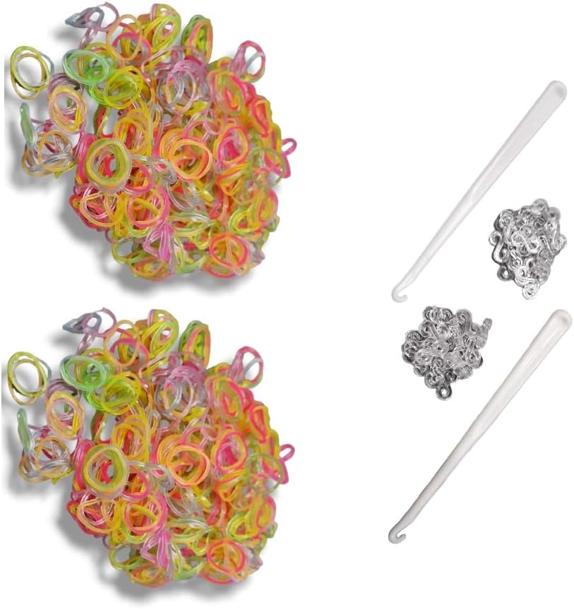 Marcus GerardoLoom Bands Set for Children, 1200 Rubber Bands with S-Hooks and 2 Crochet Hooks, Creative Bracelets Make Yourself (Glow in the Dark)