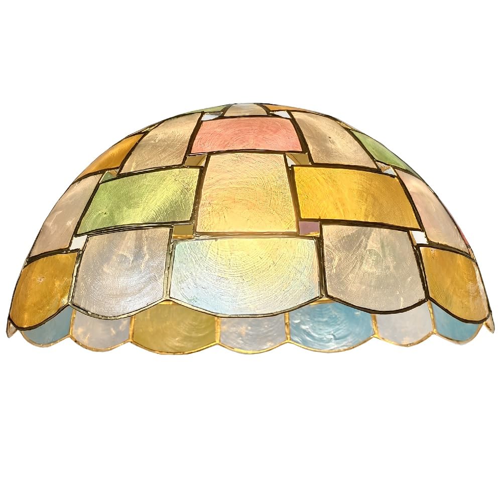 Capiz Shell Pendant Lampshade – Handcrafted Floral Ceiling Light Shade, 30cm, Vintage Style, Red and Green Design for Living Room, Bedroom, Dining Room