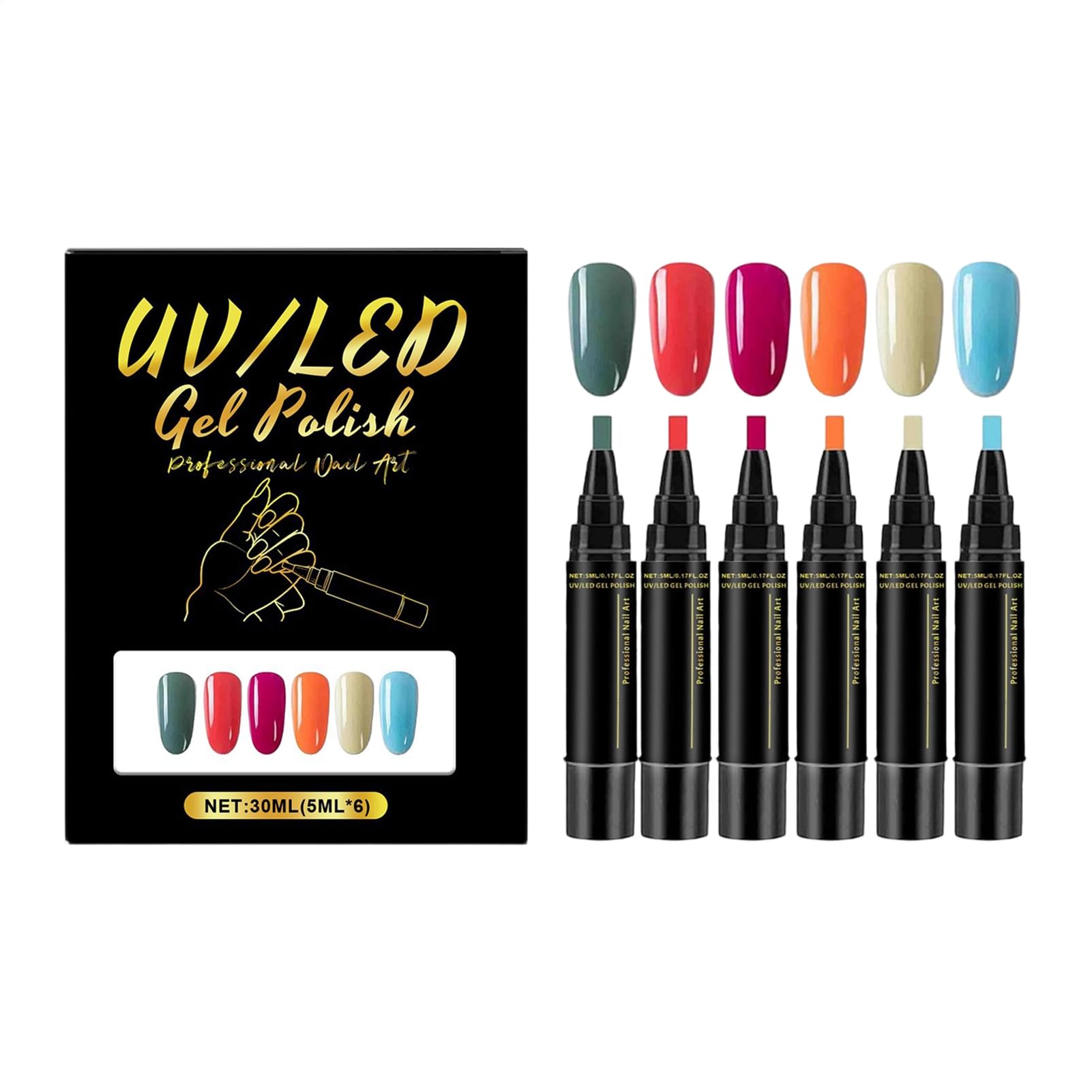 Rotuladores Para Pintar Uñas | 6 Colores Herramientas De Pintura De Punta Fina | Rotuladores de Esmalte de Secado Rápido,para DIY Manicura en Casa Mujeres Hombres Jóvenes Principiantes