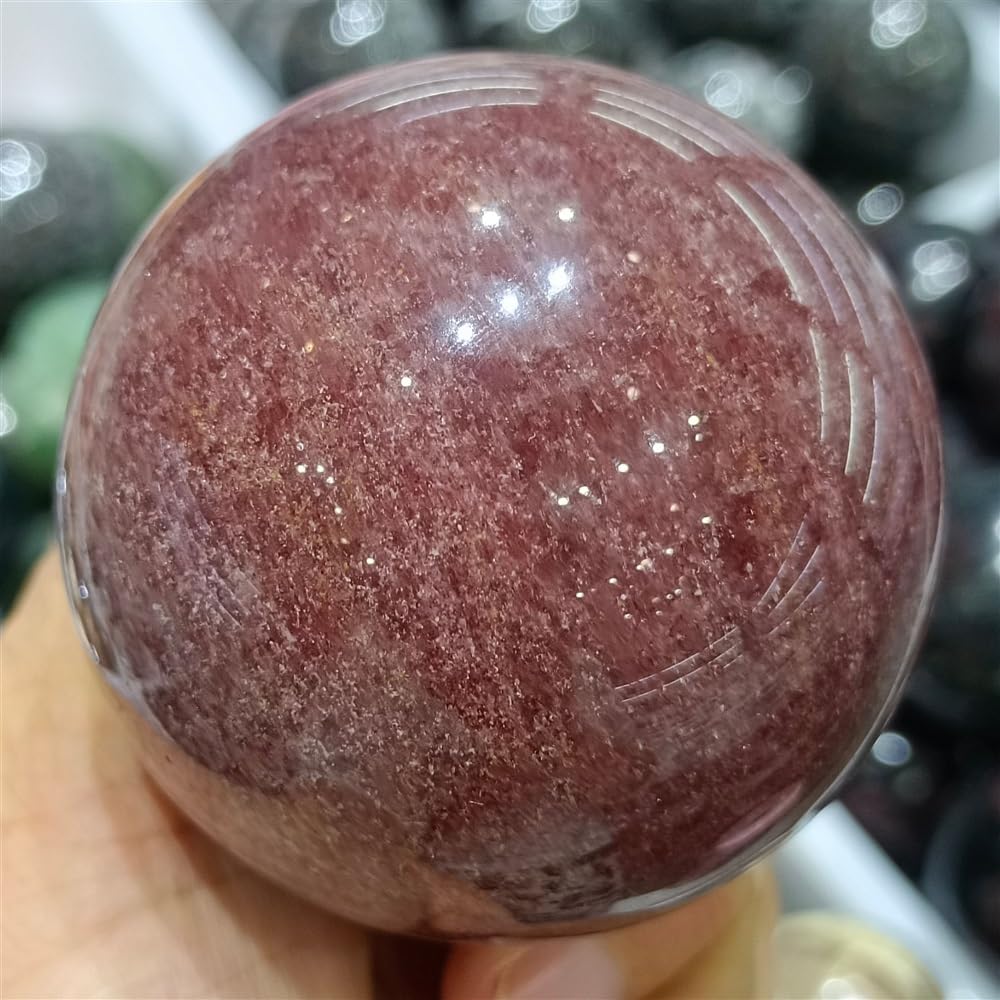 RVBLRDSE Strawberry Stone Quartz Crystal Ball Gemstone Home Ornaments (Size : 6-7cm) Gemstone Stone