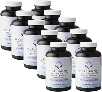 Relumins Advanced Vitamin C Supplement with Rose HIPS – 1000mg of Vitamin C, Immune Support & Collagen Production, Made in USA - 180 Capsules x 10 Bottles
