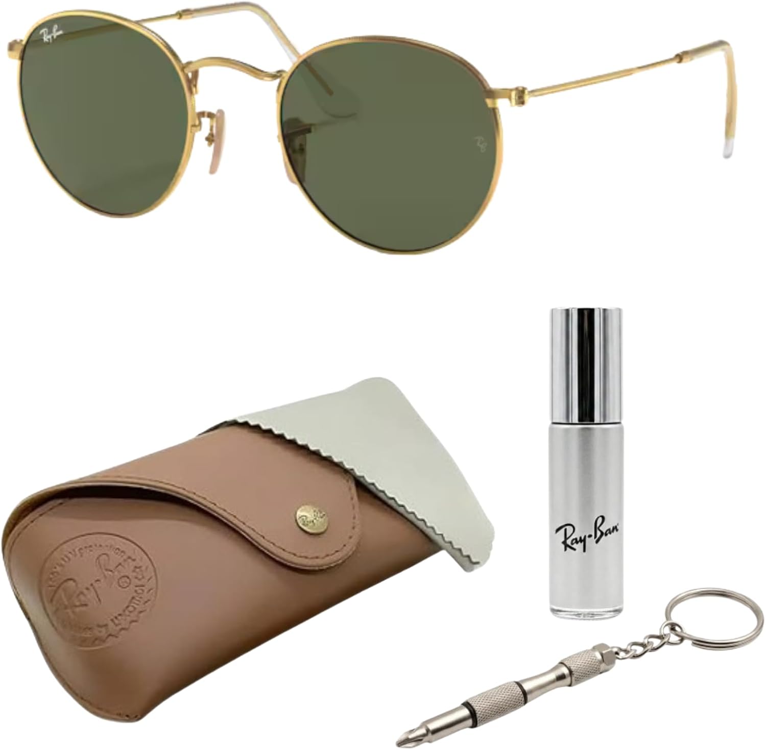 Ray-Ban RB3447N ROUND FLAT LENSES Round Shaped Sunglasses for Men & Women with Official RAYBAN Eyewear Kit