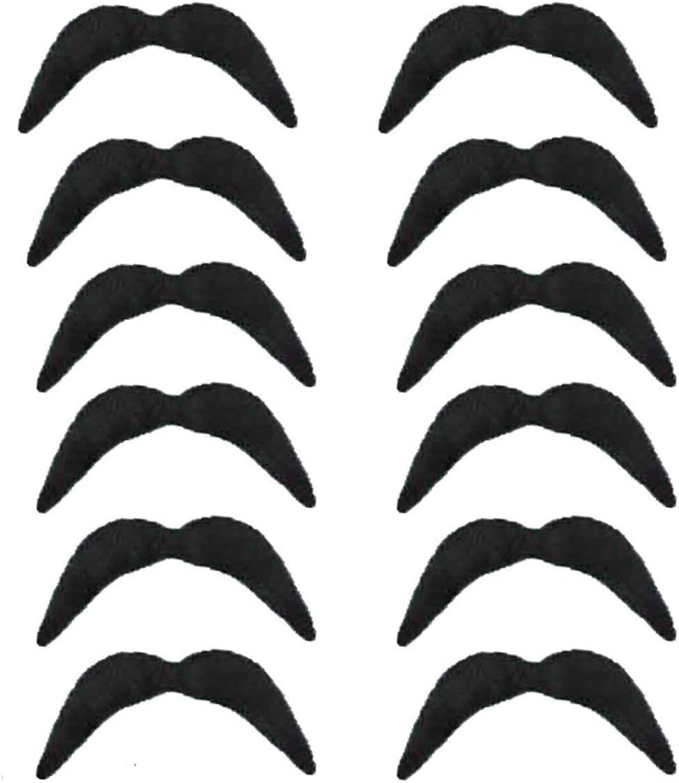 12 x Mexican Moustache Black Halloween Bandit Mustache For Fancy Dress Up Costume Fake Hair Accessory Outfit Novelty Joke