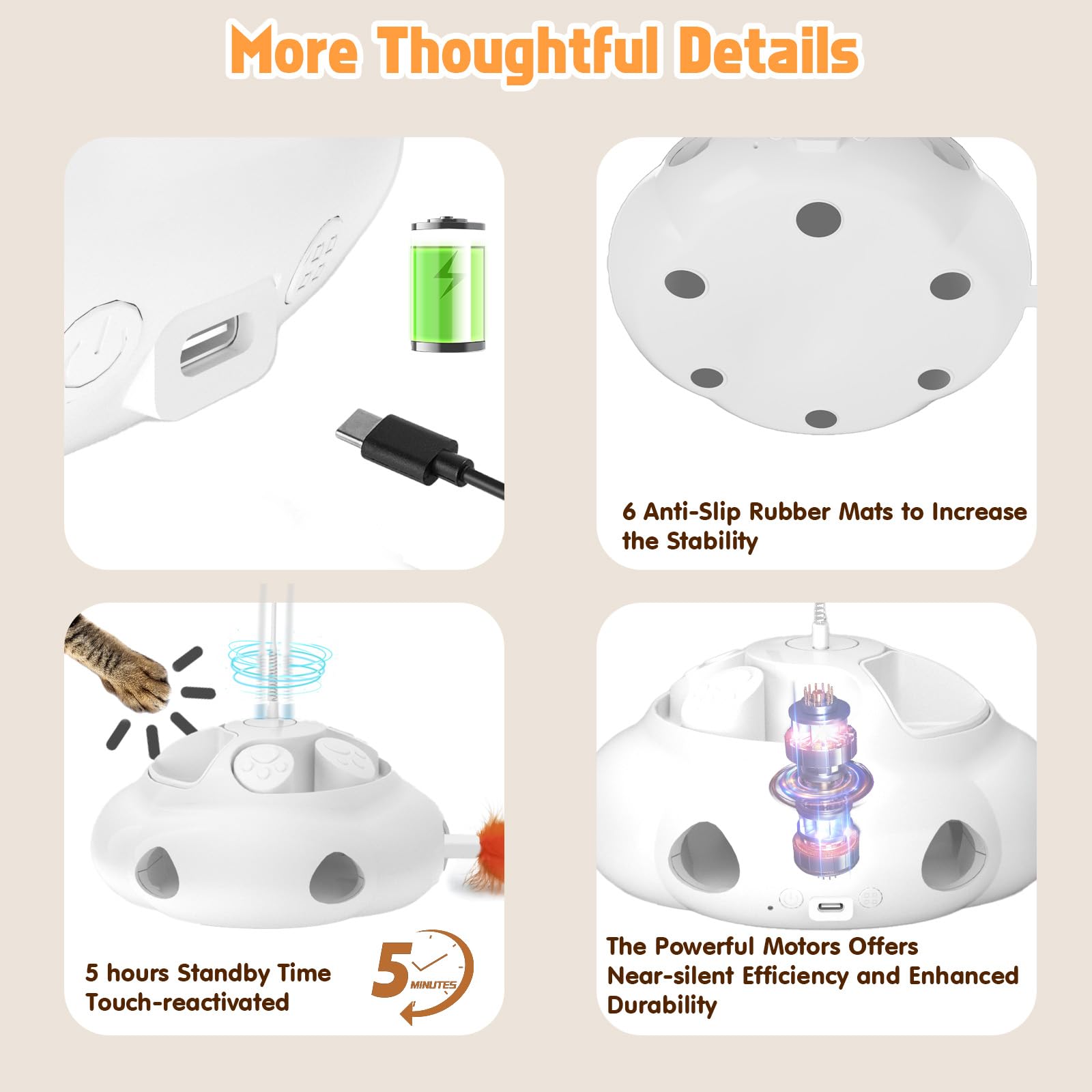 Juguetes para gatos, juguete interactivo inteligente de caza para gatitos de interior, juguete electrónico de movimiento automático para gatos aburridos para interiores, recargable por USB