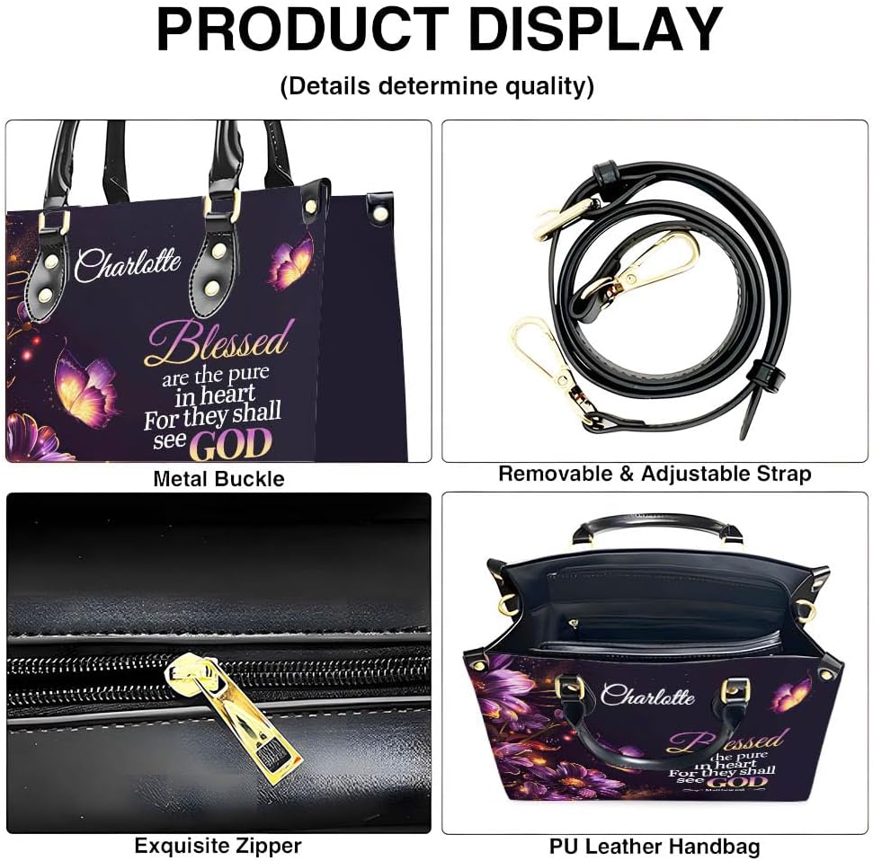Personalized Christian Leather Handbags And Purses For Women Faith, Blessac Church Bag, Religious Purse Gifts