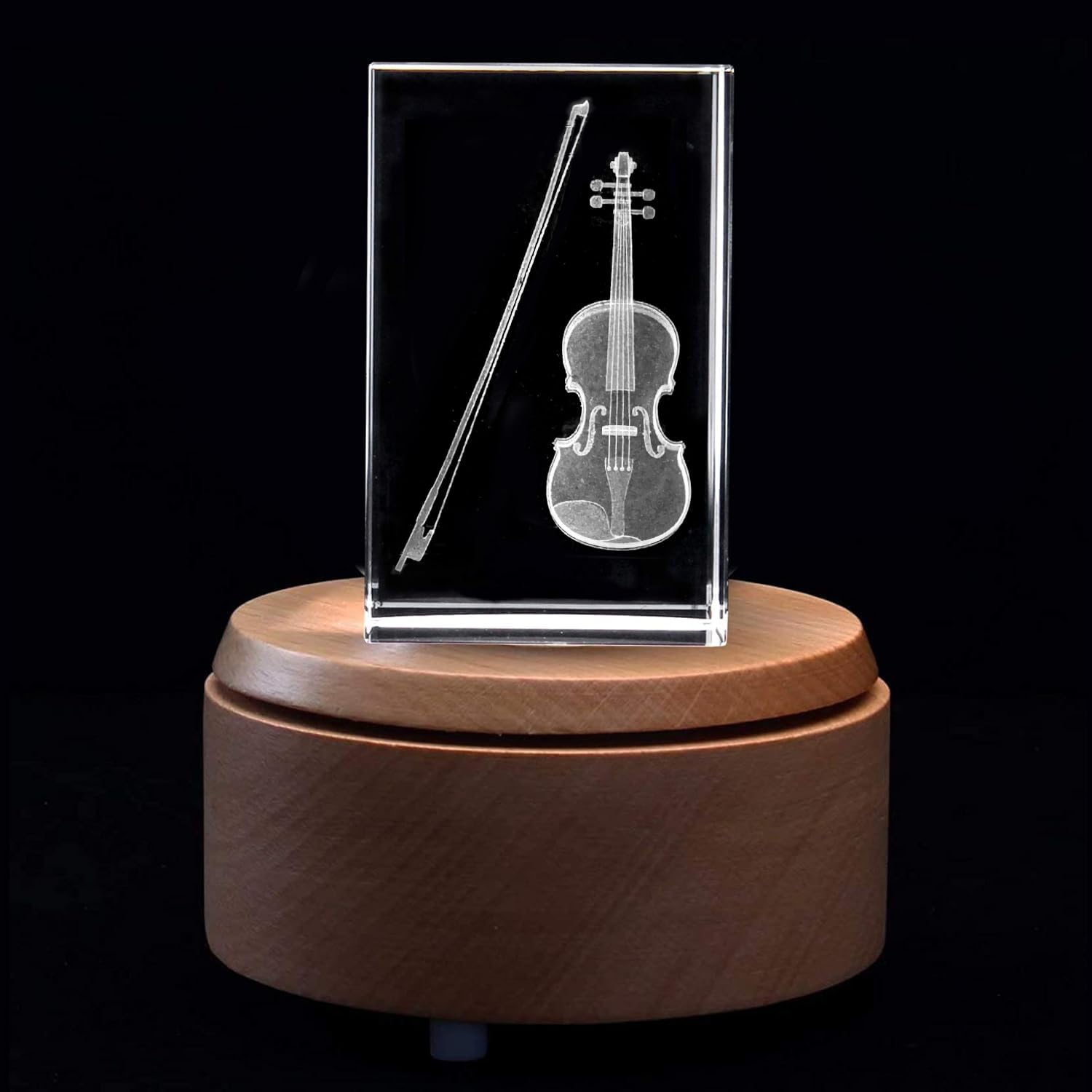 Paperweight Cube en cristal 3D gravé au laser AMITD avec socle lumineux LED pour bureau