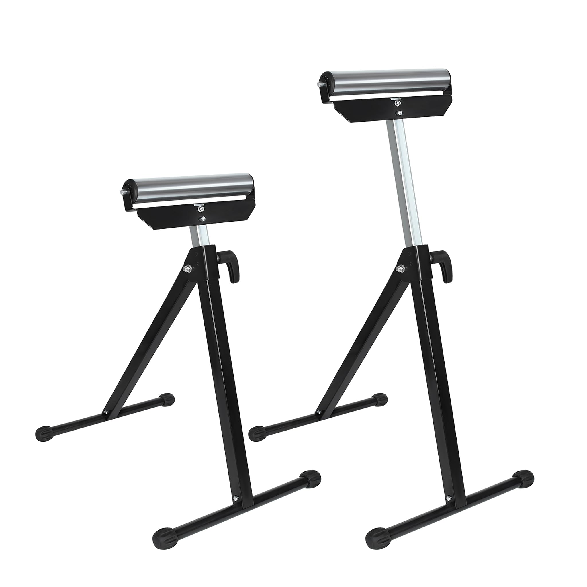 2 x caballete con ruedas de altura regulable 68-107 cm, plegable, de metal, 30 cm de ancho, con pies antideslizantes, hasta 60 kg, color negro