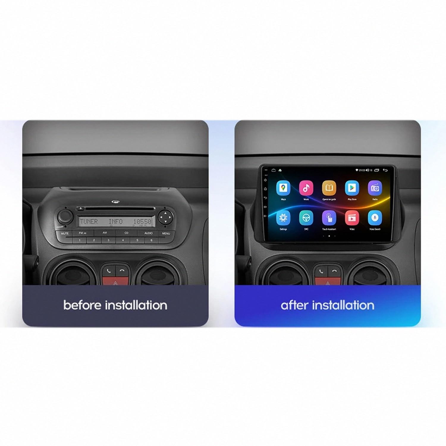 System Audio Z Apple Carplay I Android Auto dla Citroen Nemo 2008-2017 Odtwarzacz Wideo Car Play Mirror Link, Siri/Airplay/Aux/Radio, Odtwarzacz Bluetooth, 4 Rdzeń 2G+32G