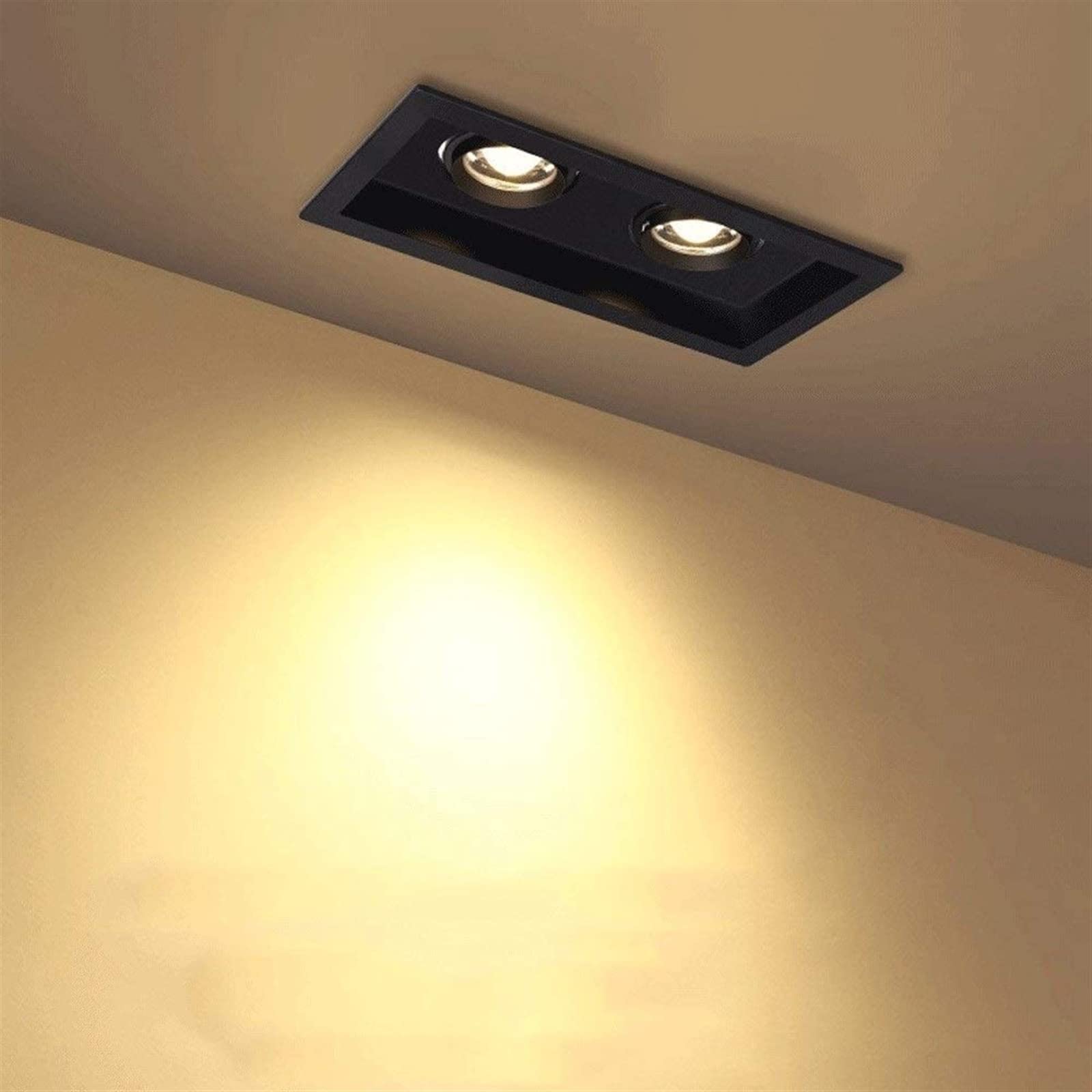 Downlight Doppio Faretto LED Incasso Incasso Doppio Occhio Downlight Soffitto Quadrato 30W Downlight(White Light (6000k))