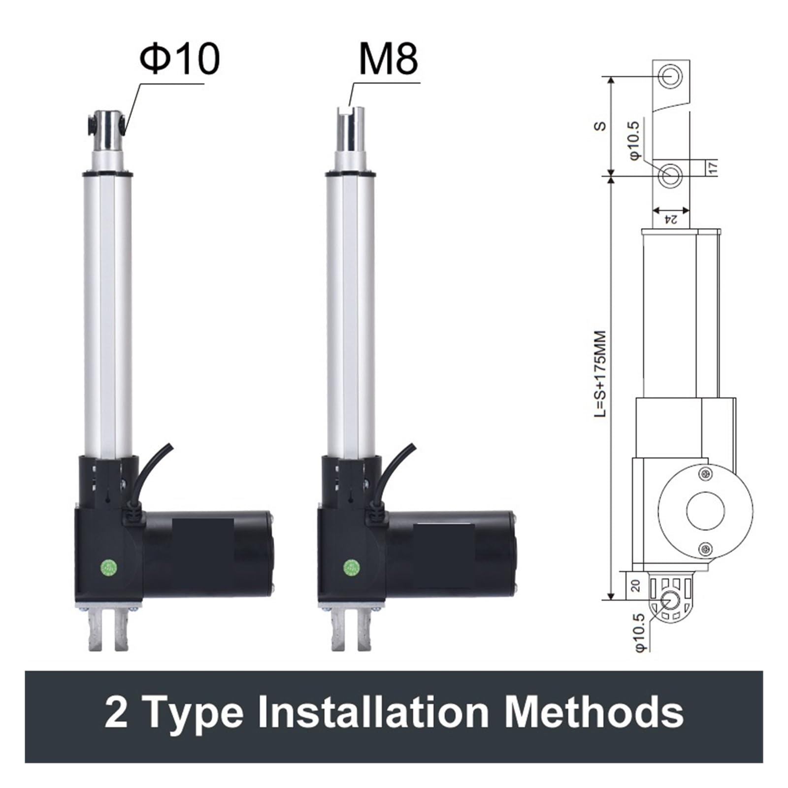 actuador lineal Actuador lineal eléctrico con soporte de motor de 24 V IP43, 6000 N, 2000 N, 100 mm, 150 mm, 20 mm, 500 mm, 800 mm, 1000 mm , mesa elevadora for TV y puerta(24V 150MM Stroke,2000N A1)