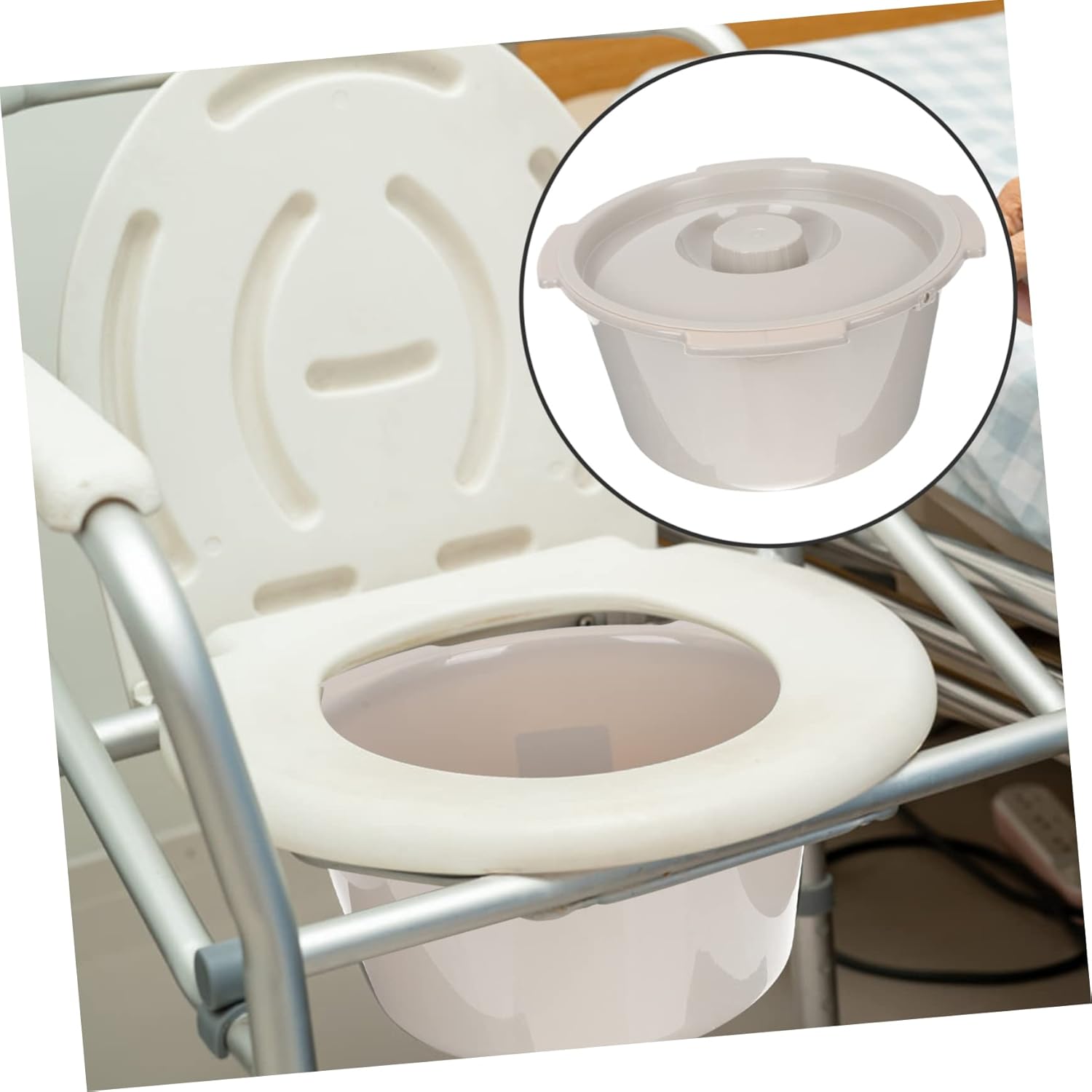 Didiseaon Plastic Commode Chair Lid for Elderly Pregnant Women Urine Bucket Bedside Chair