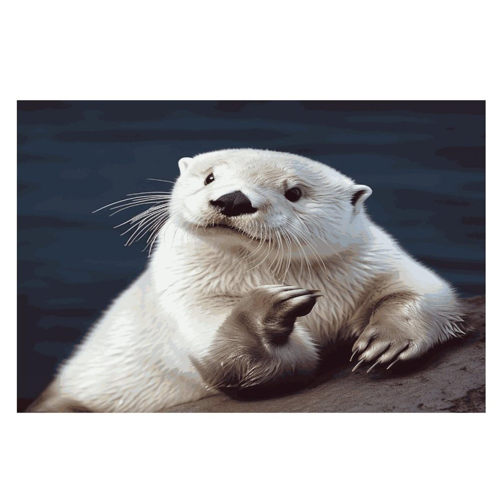White Otter Placemats Heat-Resistant Washable Place Mats Anti Slip Dining Table Place Mats Wipeable Dining Table Mats Kitchen Decoration Placemats 17.7’’×11.8’’