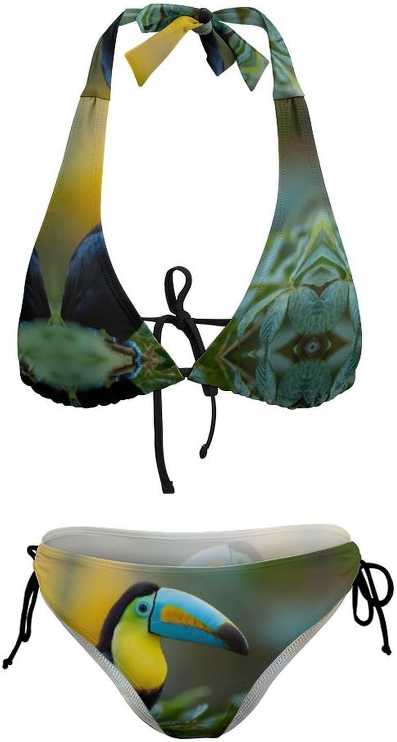 Toucan Colorful Novelty Women's 2 Piece String Bikini Set Swimsuits Bathing Suit Swimwear