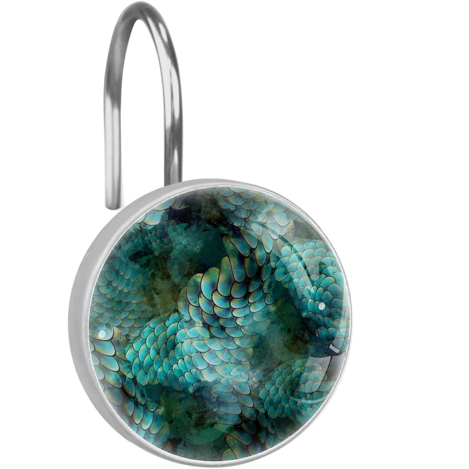 Crochets de rideau de douche anti rouille en acier inoxydable ecailles de sirene metalliques