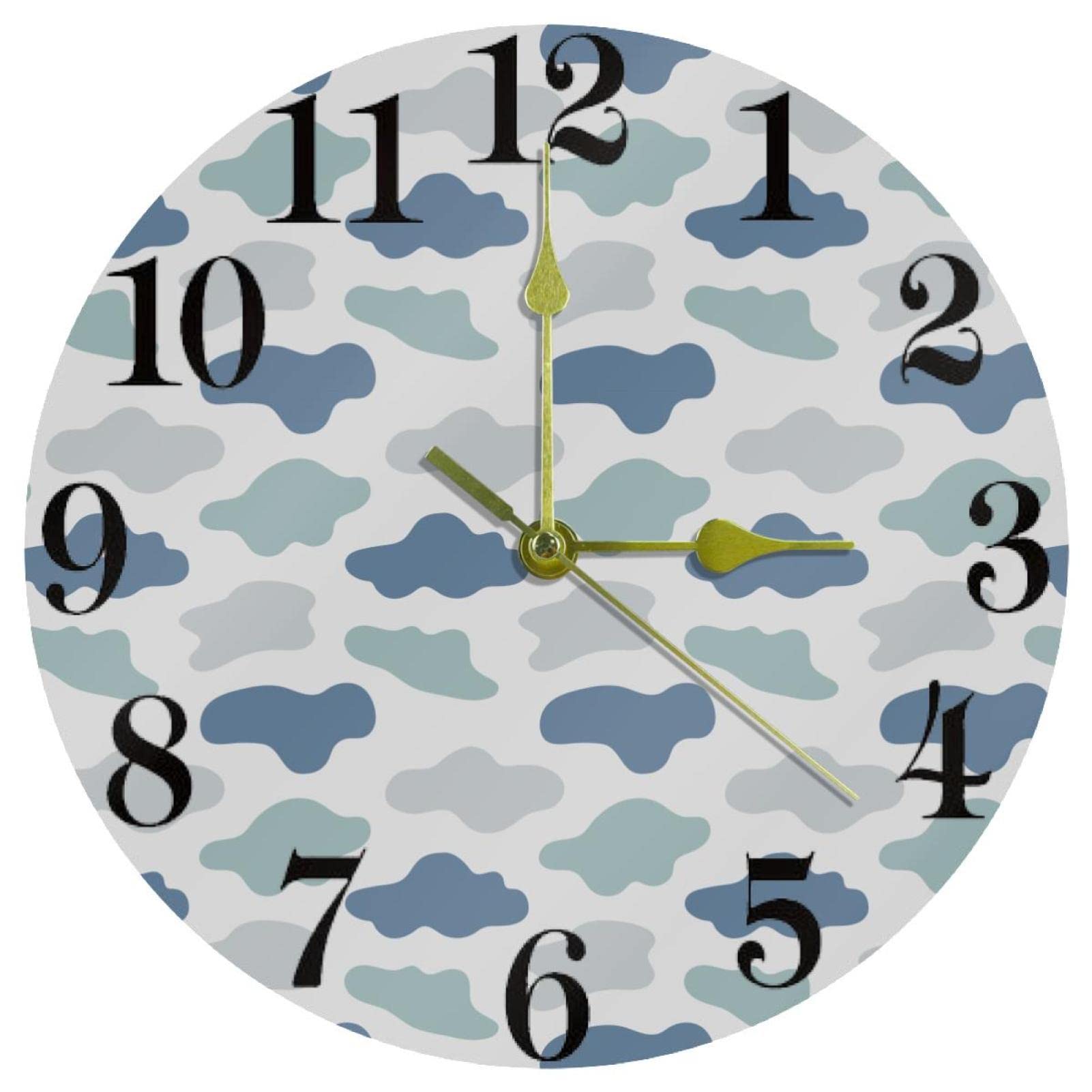 Horloge murale anti-bruit mécanique silencieuse à quartz motif nuage