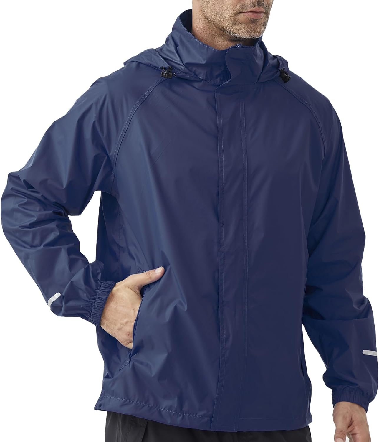 Men's Packable Rain Jacket Lightweight Waterproof Raincoat with Hood for Outdoor Travel Hiking Cycling