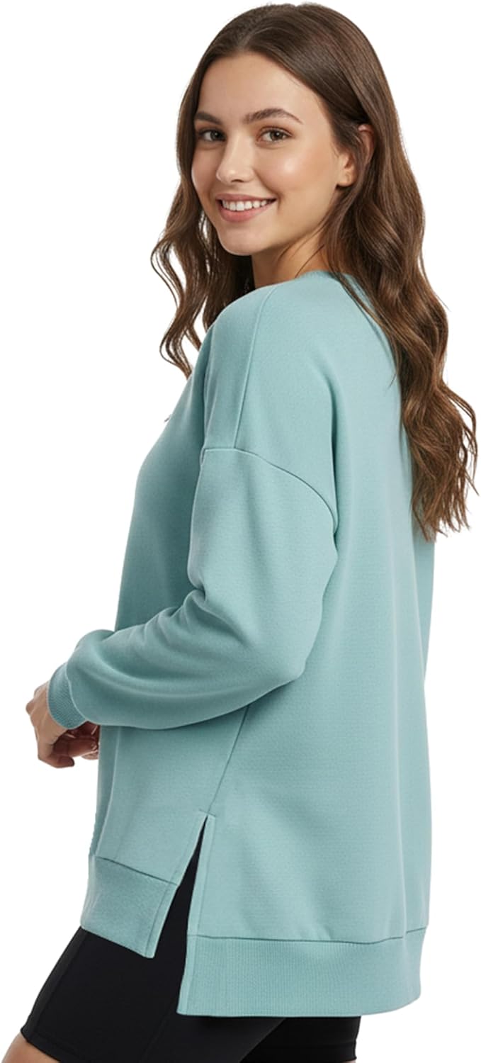 AURUZA Crewneck Sweatshirt for Women Long Sleeve Sweatshirt Drop slit sweatshirt - Image 4