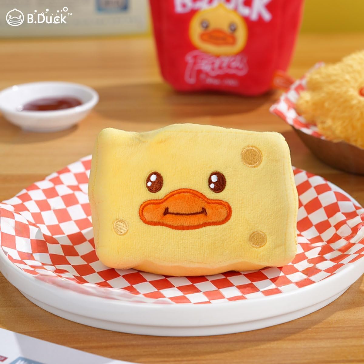 B.Duck Yummy Series Plush Keychain Blind Box, Multifuntional Bag Accessory, Food Plush, Fun Gift Idea