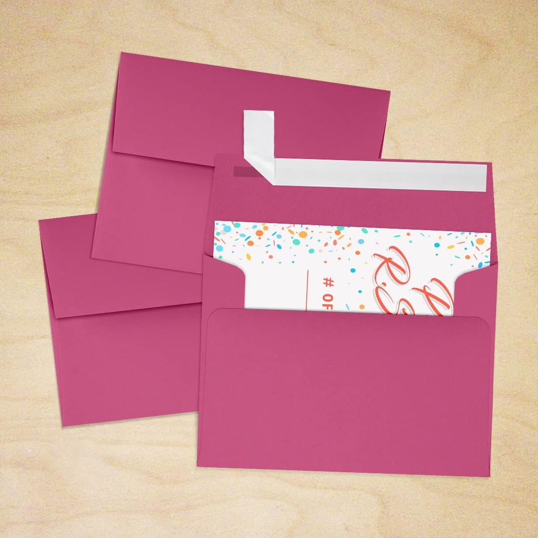 LUXPaper A2 Invitation Envelopes | Peel & Press | 4 3/8" x 5 3/4" | Magenta Pink | 80lb. Text | 1,000 Qty