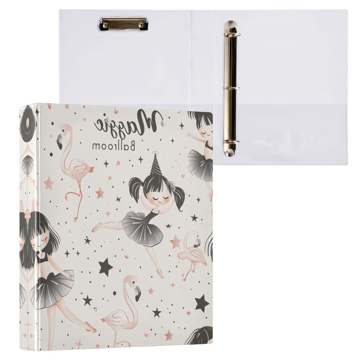 Classeur à Anneaux 3D Avec Porte-Bloc – Silhouette Danseuse Ballet, Capacité 200 Feuilles A4, Organiseur Rigide Avec Clip Et Poche, Idéal École Bureau Maison