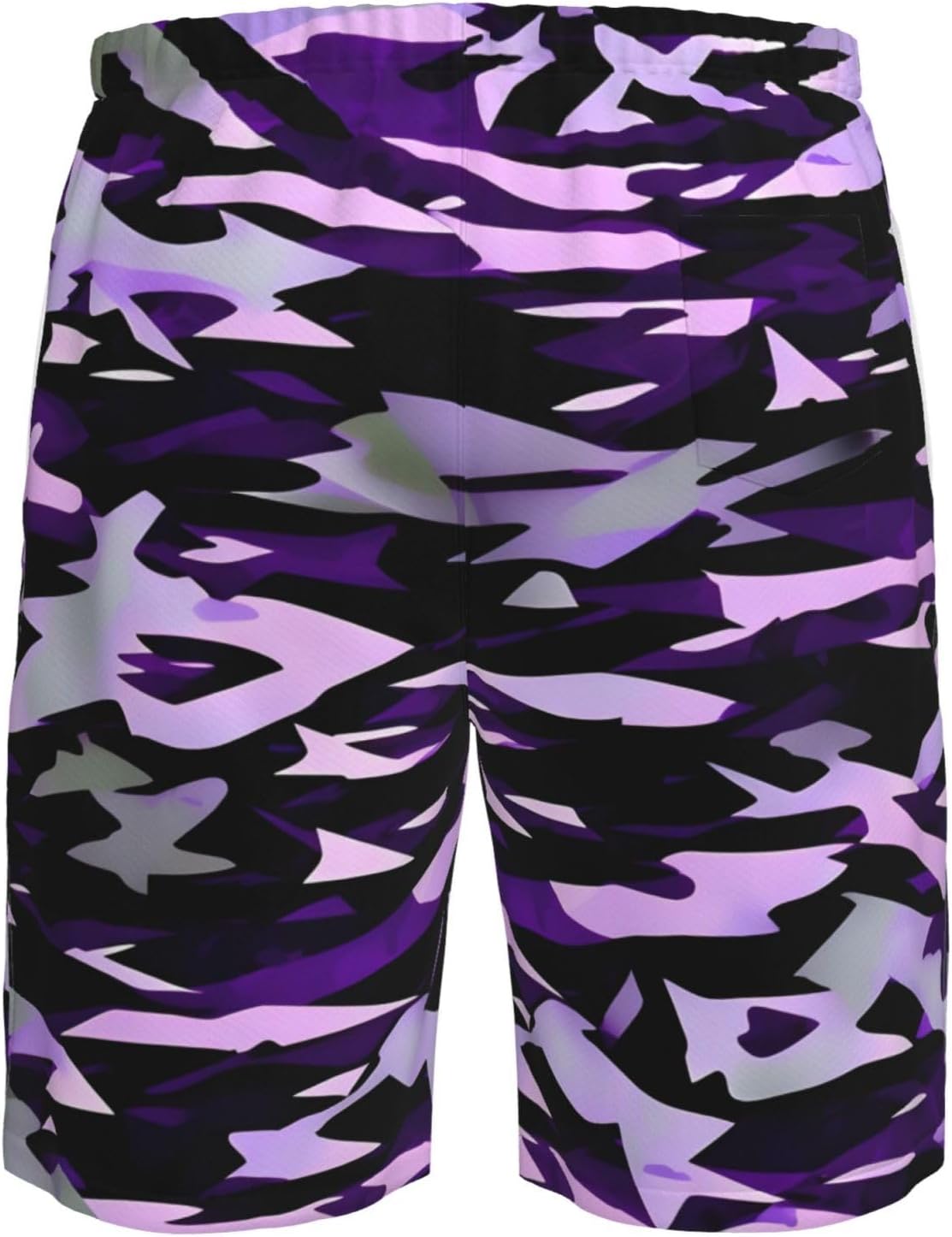 Mens American Camouflage Purple Print Beach Shorts,Casual Summer Shorts for Men,Quick Dry Polyester