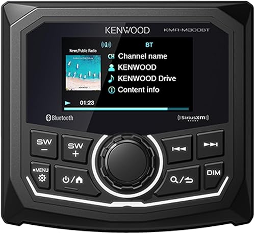 KENWOOD KMR-M300BT - Receptor de calibre marino resistente a la intemperie, LCD de 2.7 pulgadas, amplificador integrado, Bluetooth, reproductor MP3
