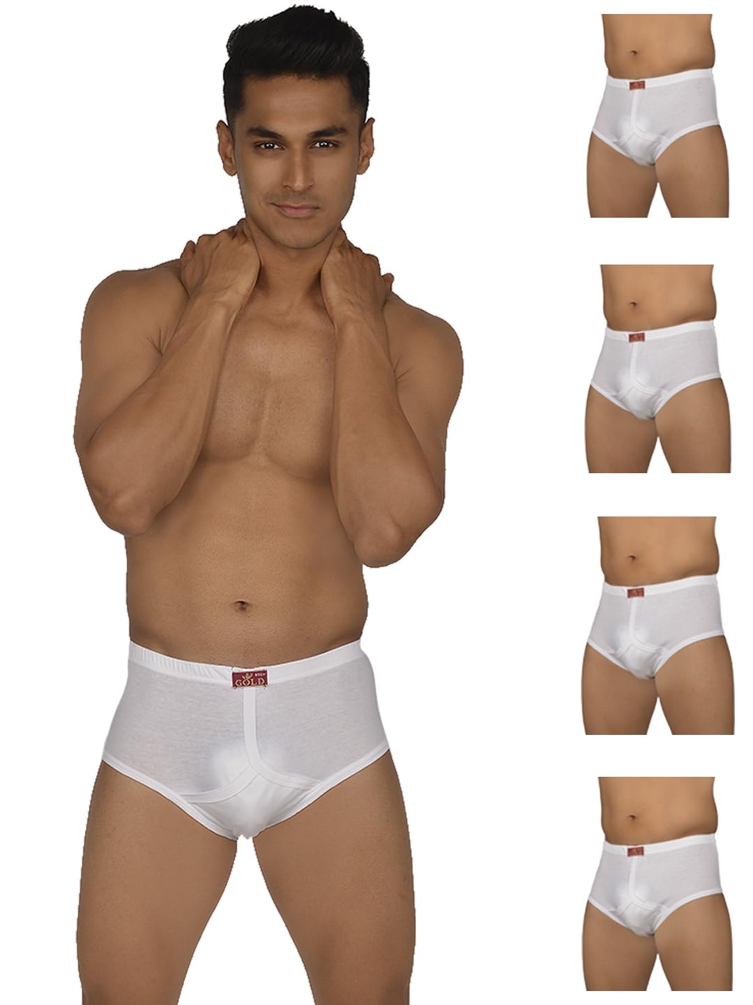Gold Men Solid White Pure Cotton Briefs-image-37