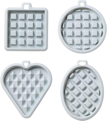 REKIDOLL - Juego de moldes de silicona antiadherentes para gofres, galletas, pasteles, dulces, chocolate (4 unidades, azul)