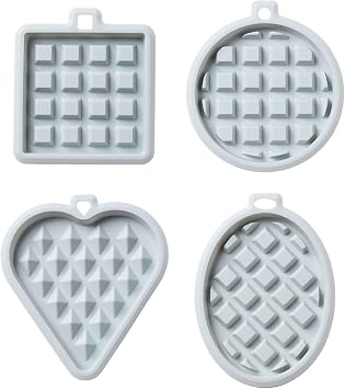 REKIDOLL Waffle Molds Set Non-stick Silicone Waffle Candy Molds for Waffle Cookies, Cake, Candy, Chocolate 4 Pcs, Blue