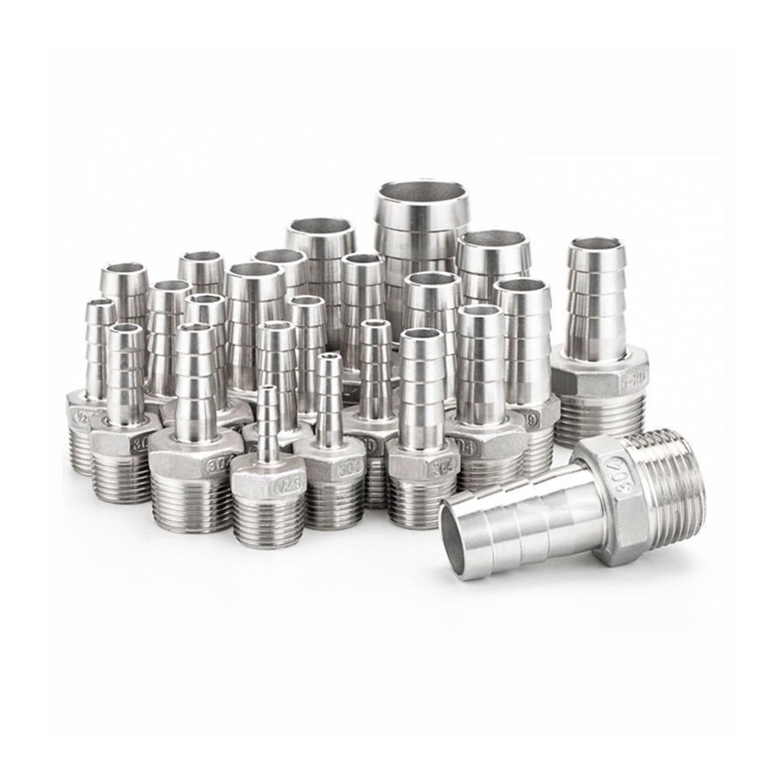 Raccordo Diritto In Acciaio Inox &ndash; Filettato Maschio BSP 1/8" A 4" Con Attacco Per Tubo