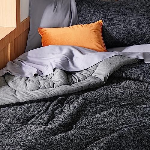 Image of Bedsure Twin /Twin XL Comforter Set - Cooling and Warm Bed Set, Charcoal Black Reversible Bedding for All Season, 2 Pieces, 1 Twin /Twin XL Size Comforter (68 inchx88 inch) and 1 Pillow Case (20 inchx26 inch)