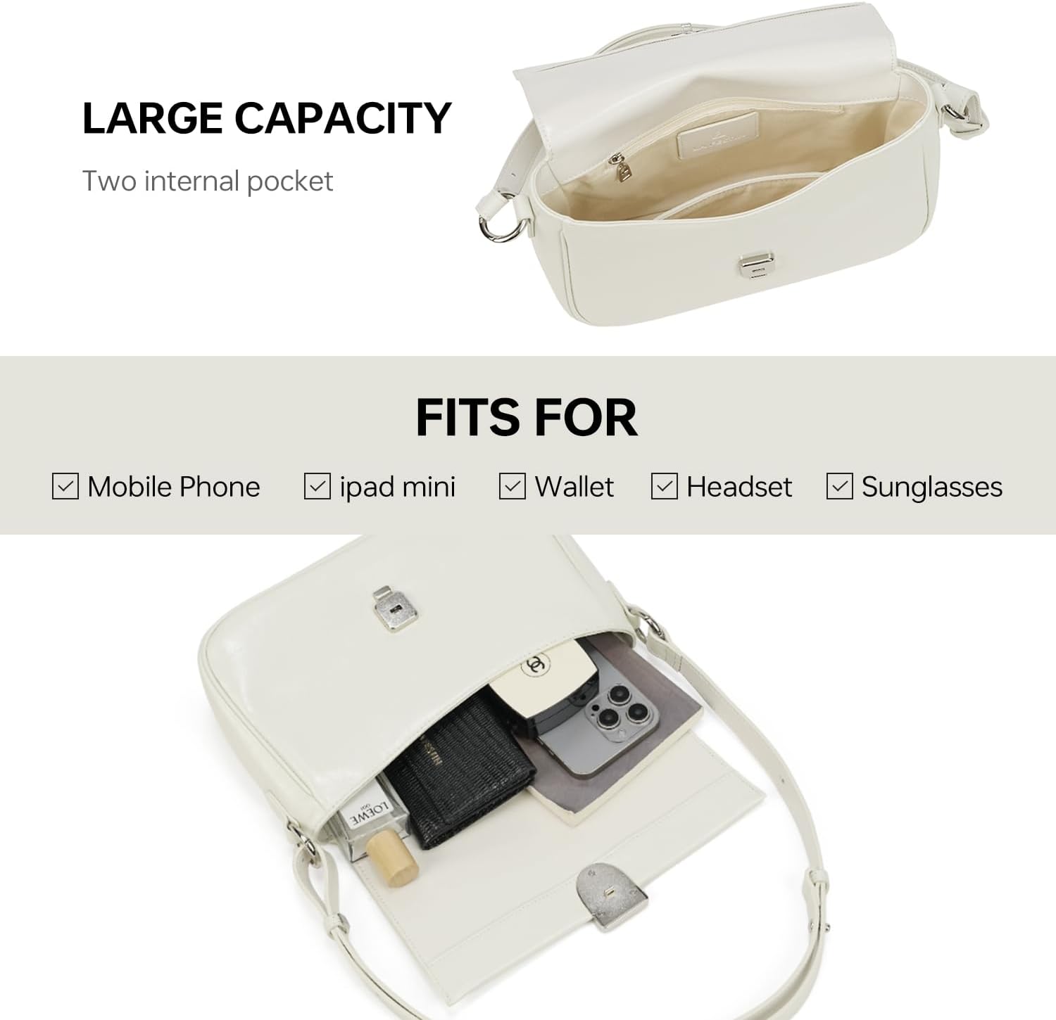 LA FESTIN Leather Crossbody Purse for Women Small Shoulder Bag with Adjustable Strap Trendy Designer Purses and Handbags - Image 4