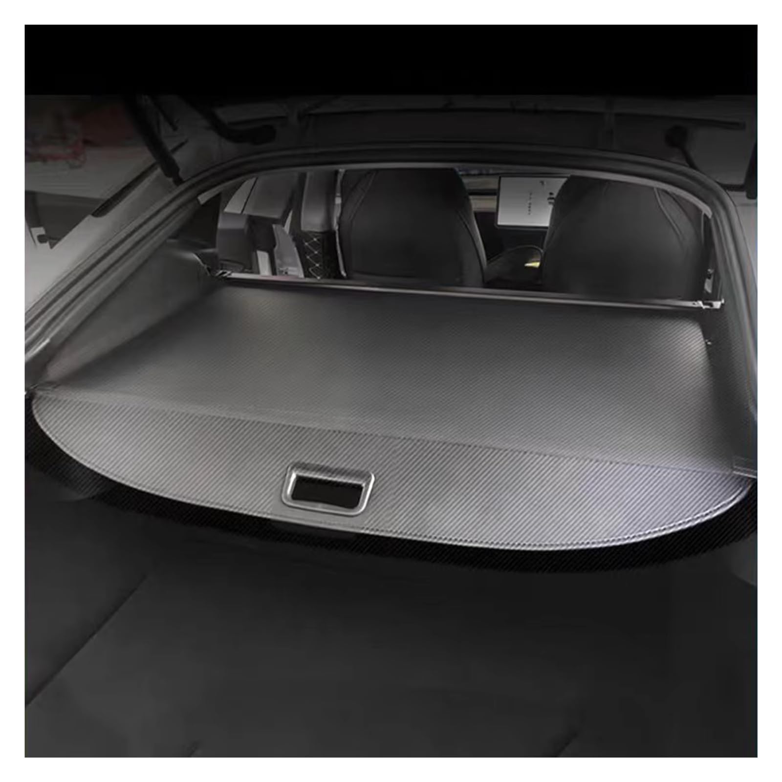 RéTractable ÉTagèRe ArrièRe Coffre Pour Tesla Pour Model Y Pour Juniper 2025 2026 Cache-bagages Rétractable Protection Coffre Arrière(Noir)