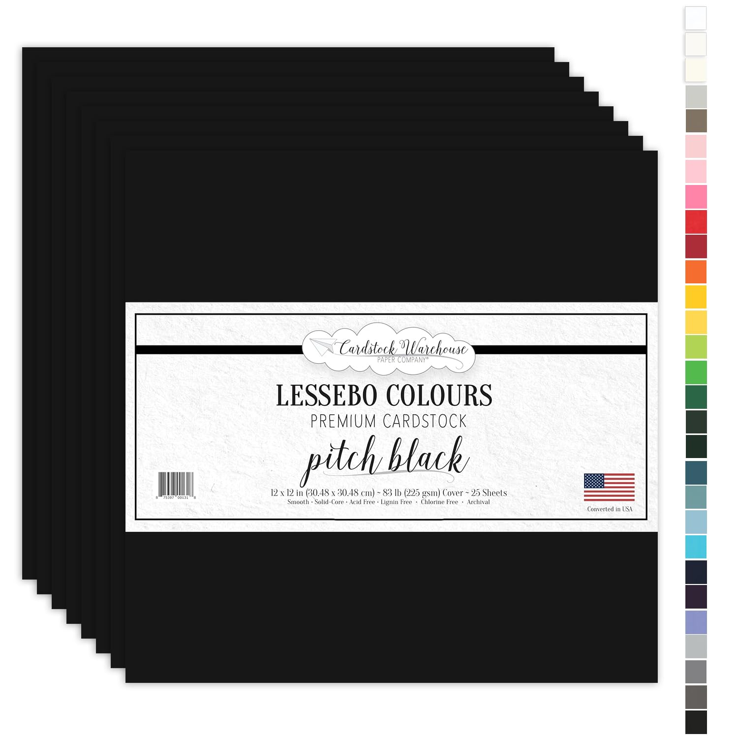 Black Bird Cardstock Paper - 12 x 12 inch Premium Matte 83 LB. Cover - 25 Sheets from Cardstock Warehouse