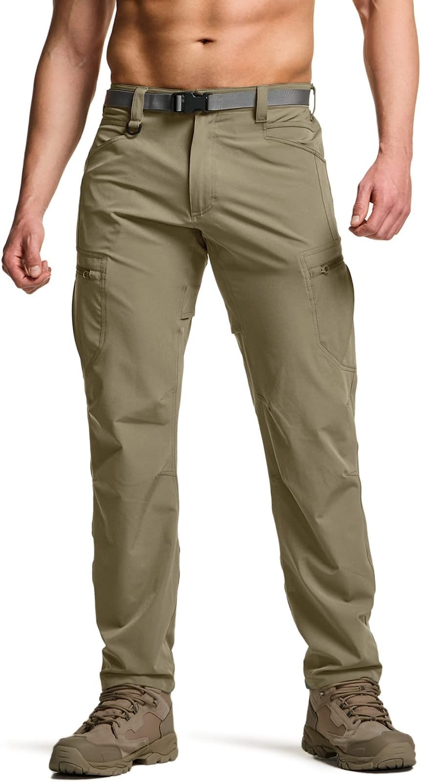 CQR Men's Quick Dry Tactical Pants, Water Resistant Outdoor Pants, Lightweight Stretch Cargo Work Hiking Pants