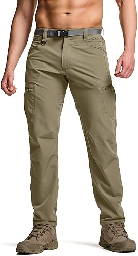 CQR - Pantalones tácticos para hombre Quick Dry, resistentes al agua, pantalones de trabajo ligeros elásticos, para senderismo y actividades al aire