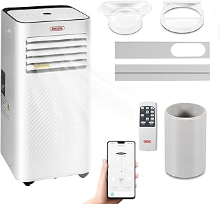 Portable Air Conditioner, 4-In-1 Air Conditioning Unit 7000 BTU, Dehumidifier, Cooling Fan with 2 Fan Speeds,Digital Display, Remote Control, 24 Hour Timer & Window Venting Kit for Rooms Up to 20sqm
