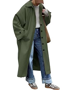 Amazon.com: Tankaneo Womens Long Trench Coat Single Breasted