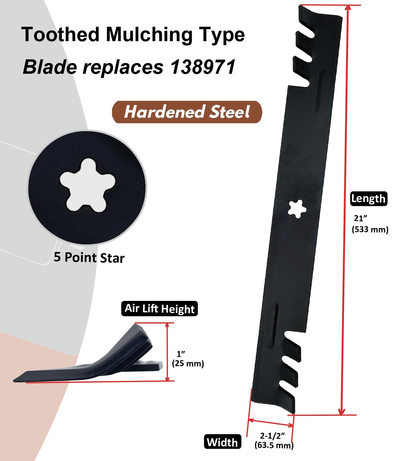 Amazon.com : TREXFLOW TF Mower Mulching Blades 138971 fits for 42