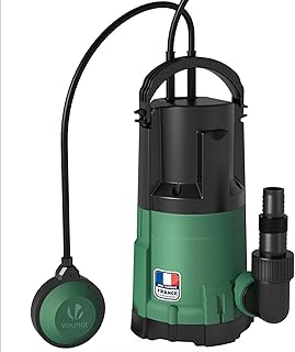 VOUNOT 3-in-1 Tauchpumpe mit Schwimmerschalter, Schmutzwasserpumpe Flachsaugend, 13500 l/h, Förderhöhe max 7.5 m, Eintauchtiefe max. 7 m, Verstellbar für Schmutz- & Klarwasser, 10 m Anschlusskabel