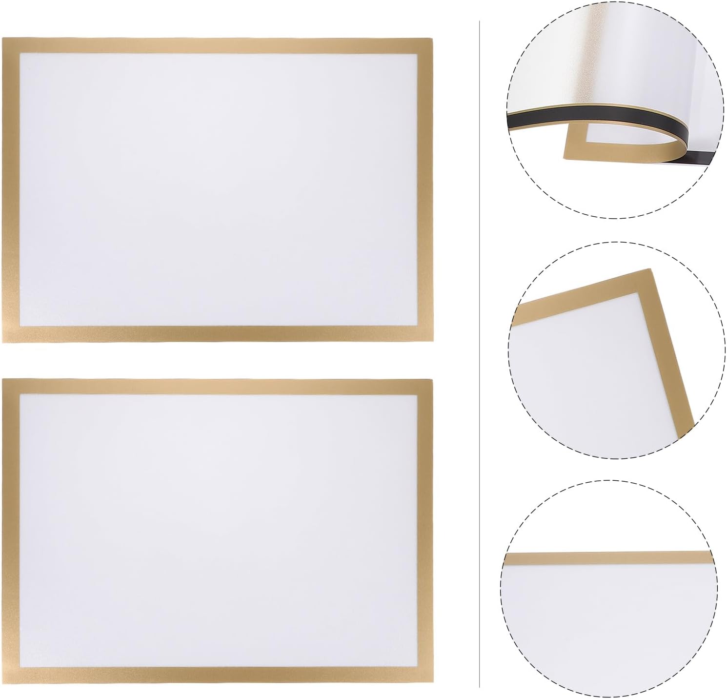 2 Sets Self-adhesive Magnetic Picture Frames Gold Color for Bead Painting Display and Document Storage Wall Mountable Photo Frames 2pcs