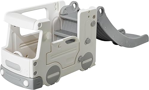 Miniatura 12 de VEVOR Tobogán para niños pequeños de 1 a 5 años con escaleras escalables y casa de juegos de autobús, juego de tobogán para interiores y exteriores
