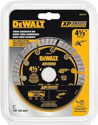 Miniatura 2 de DEWALT DW4713 Hoja de sierra de diamante segmentada de corte en seco industrial de 4-12 pulgadas con eje de 58 pulgadas o 78 pulgadas