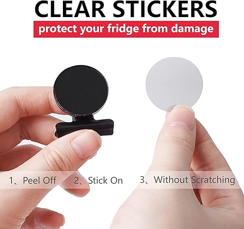 Miniatura 7 de Paquete de 16 imanes magnéticos negros para refrigerador y 12 clips magnéticos negros para nevera, clips de imanes para pizarra blanca