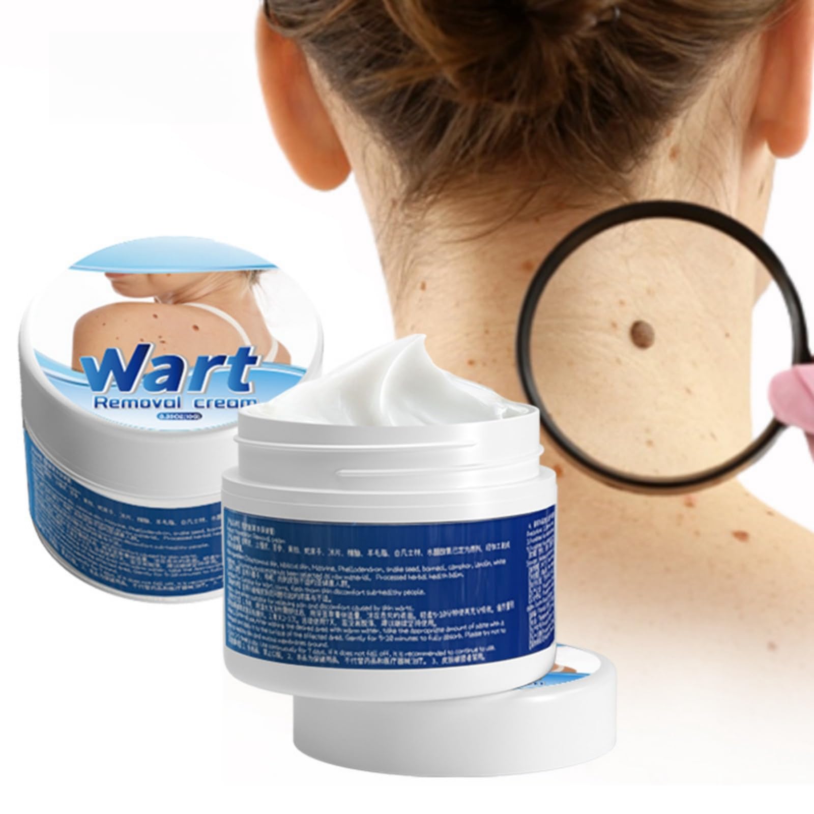Wart Removal Cream, 10g x 2 Bottles Effective Skin Care Formula for Wart, Mole, Skin Tag Removal, Targets Plantar Warts & Filiform Warts, Smooths Skin Texture, Promotes Skin Repair & Cleansing